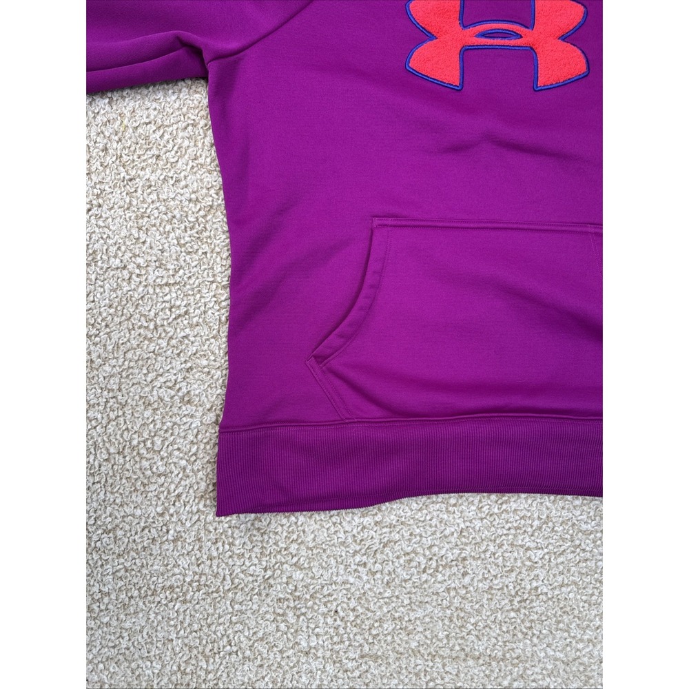 Under Armour Sweater Womens L Crew Neck L/S Pink Softshell Big Logo Kangaroo - Picture 3 of 11